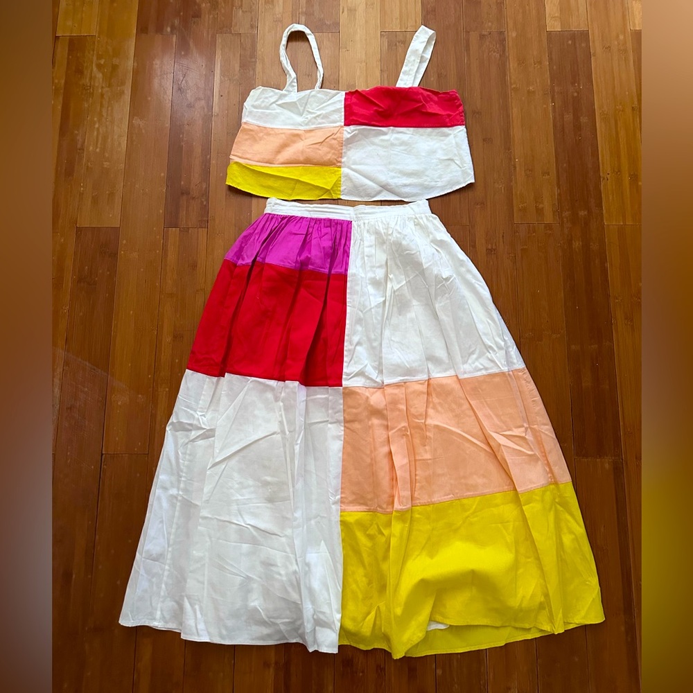 Mara Hoffman Patchwork Color-Block Midi Skirt & C… - image 4